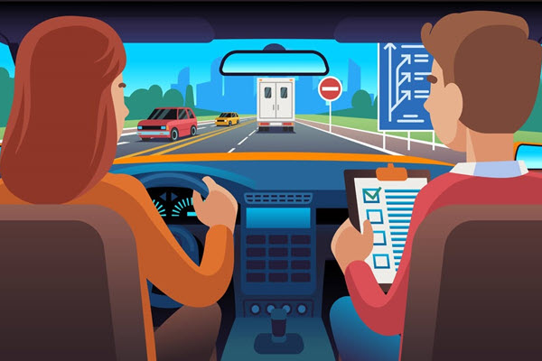 Vector image of a driving lesson